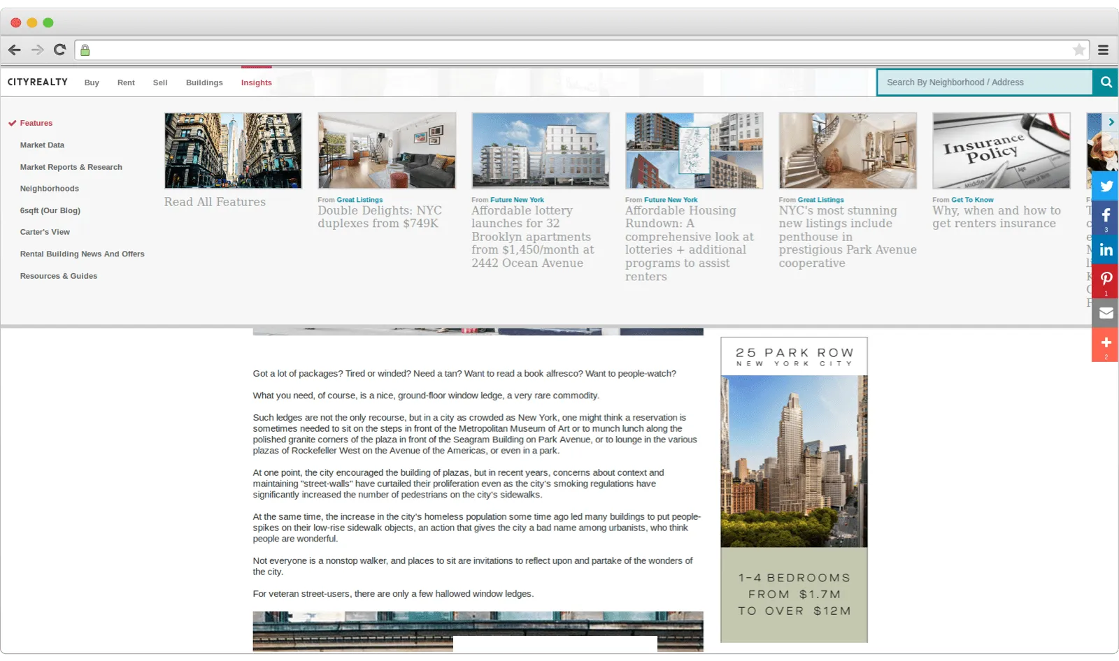 Example of a blog on real estate website