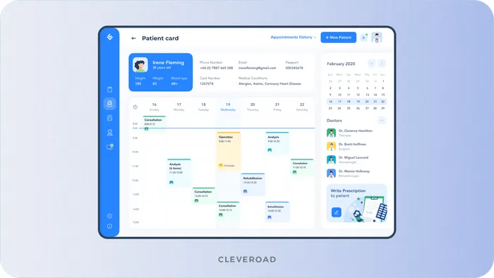 Example of appointment management interface by Cleveroad