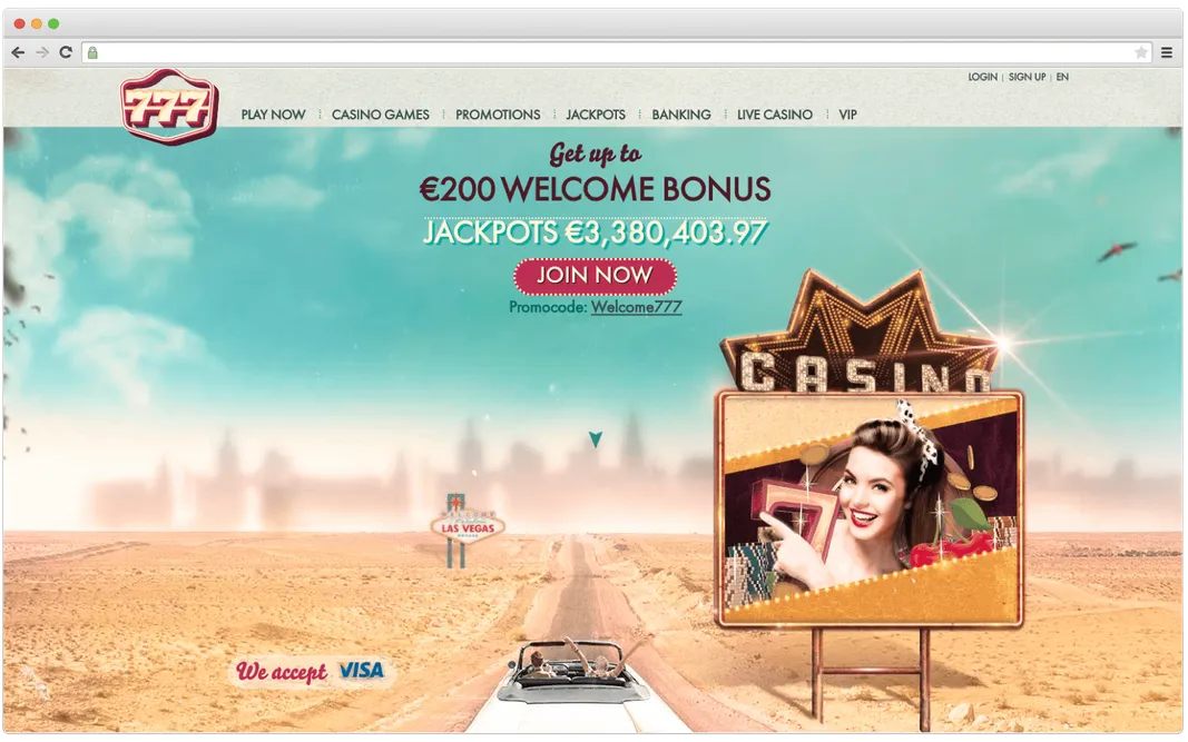 Example of casino website design