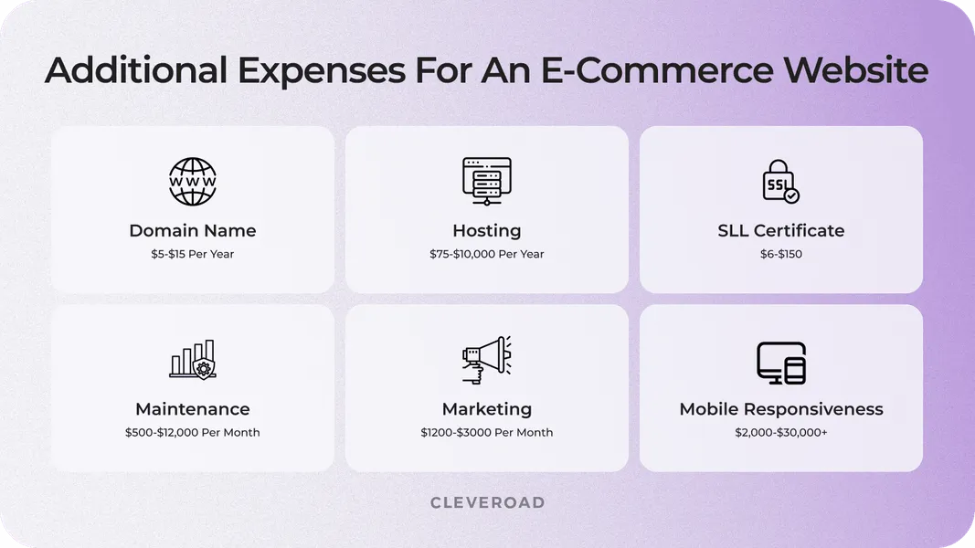 Extra e-commerce website expenses