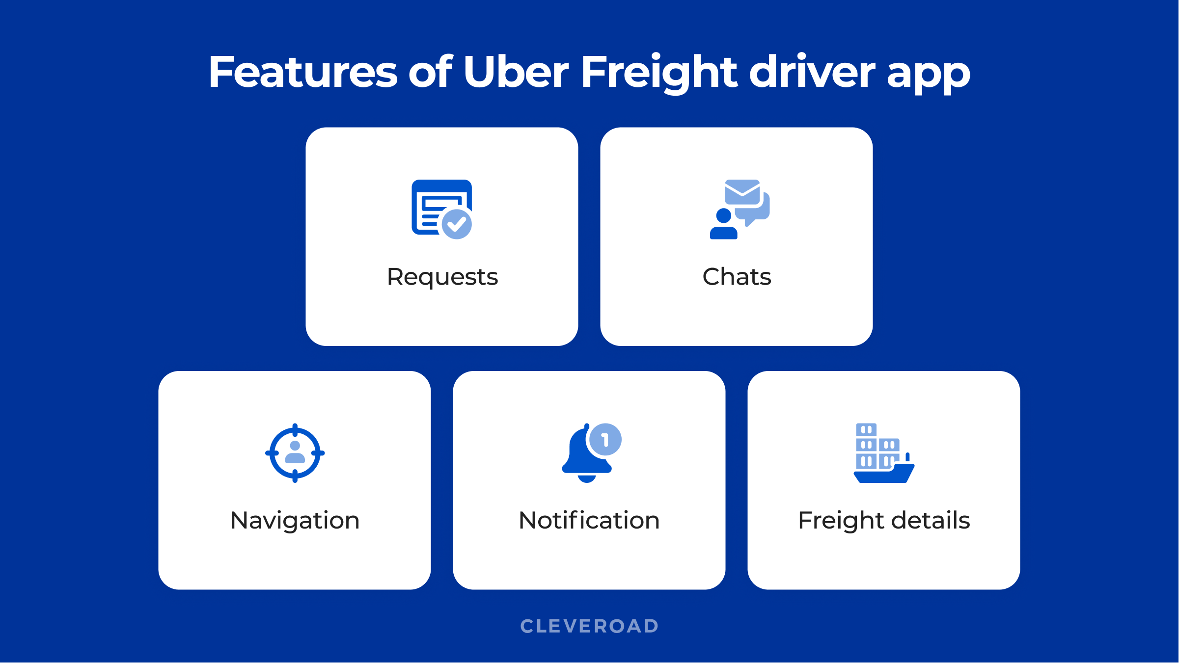 Basic features of Uber for trucking driver app