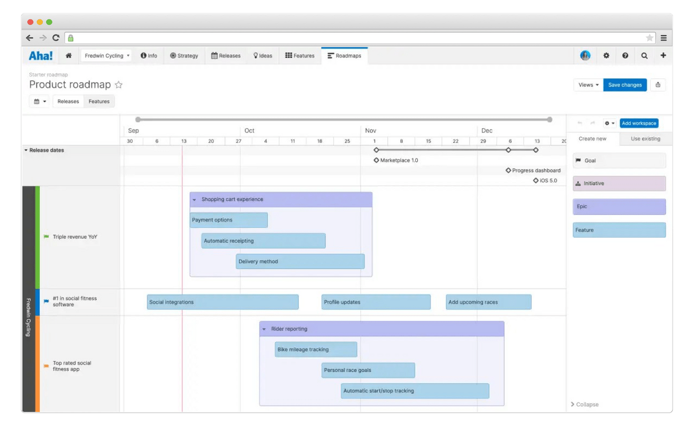 Aha! roadmap template