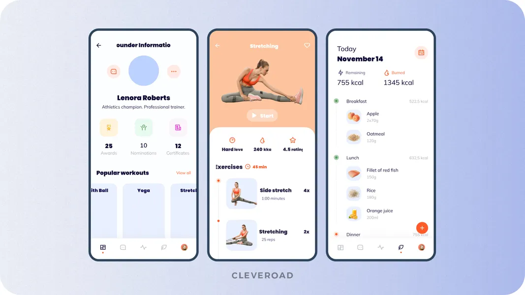 Smart coach app designed by Cleveroad