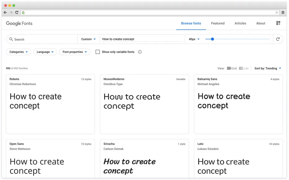 Selecting fonts with Google Fonts