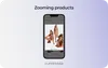 Web design for mobile ecommerce app: zooming via touch gestures