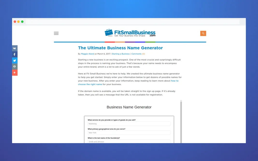 Fit Small Business tool