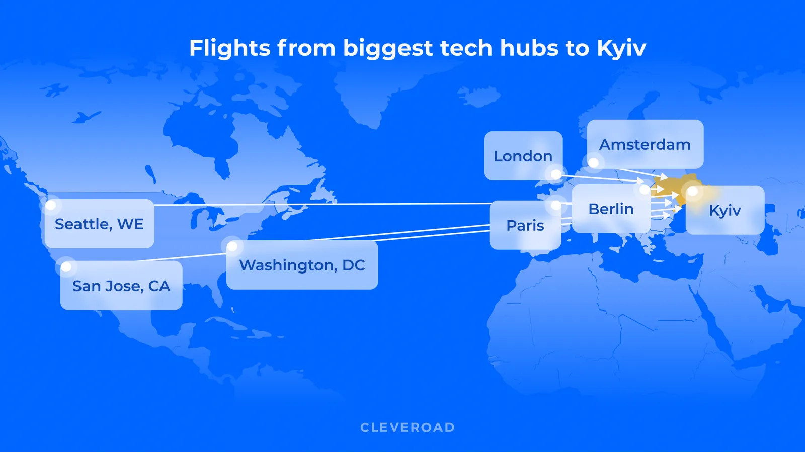 Flights from biggest tech hubs