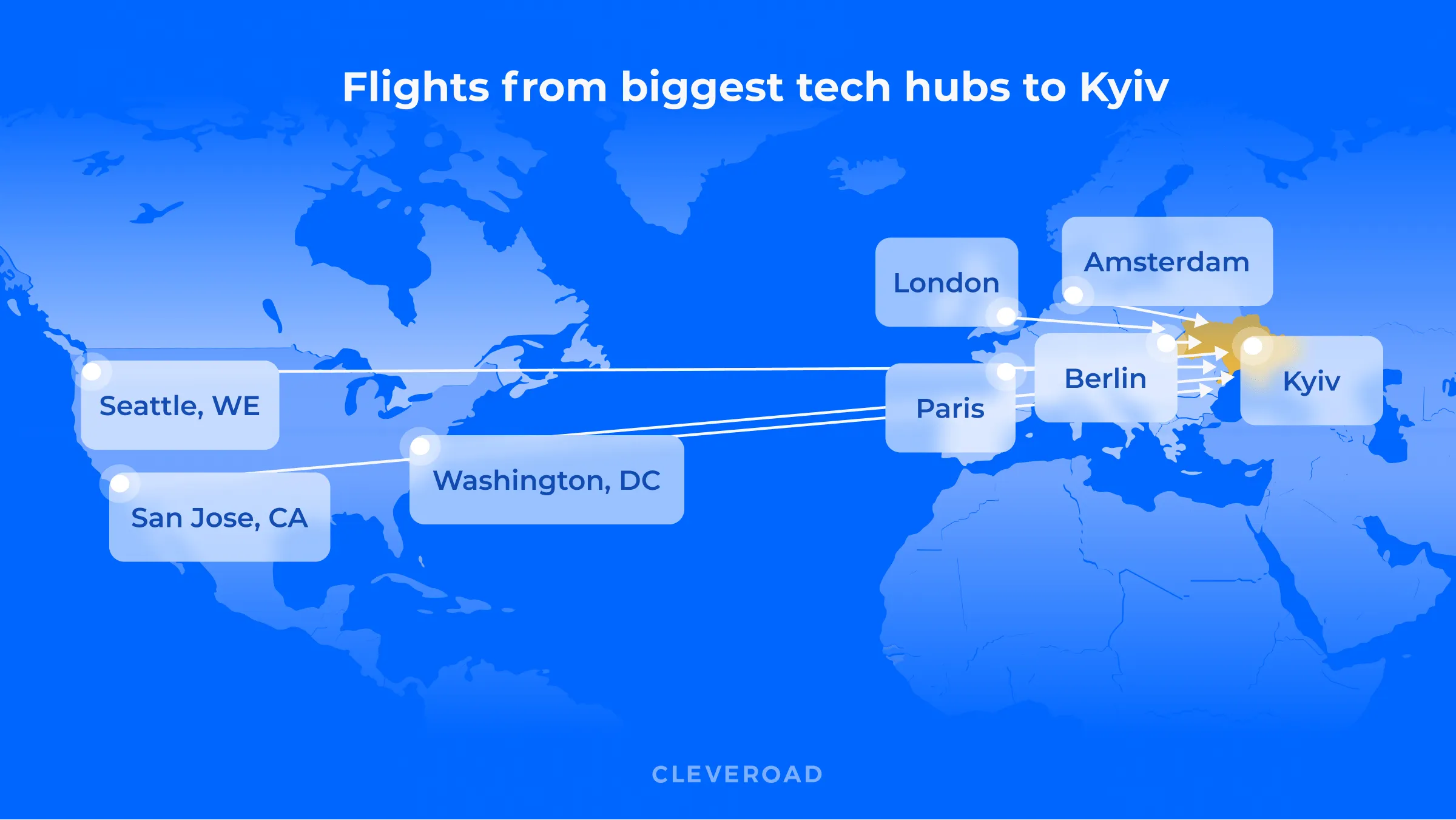 Flights from biggest tech hubs