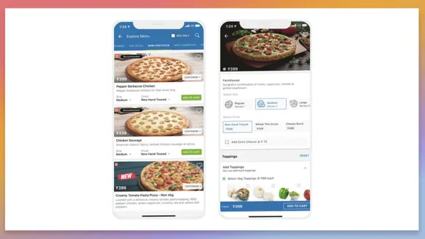 Food applications: Domino's app interface