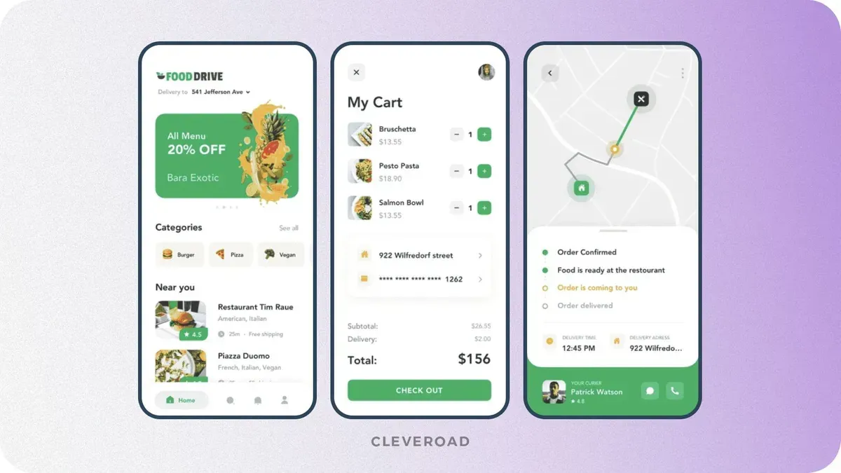 Food delivery app interface