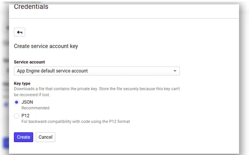 google cloud sql service account key