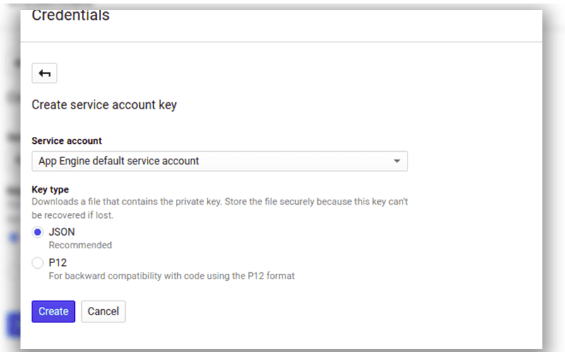 google cloud sql service account key