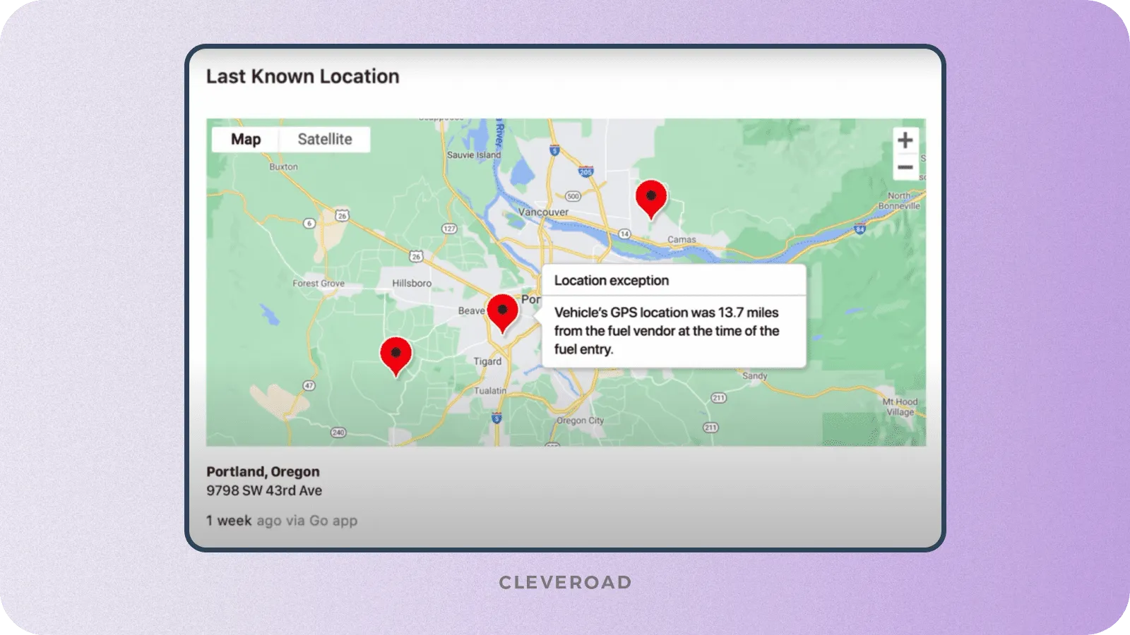 GPS vehicle monitoring: source (Fleetio)