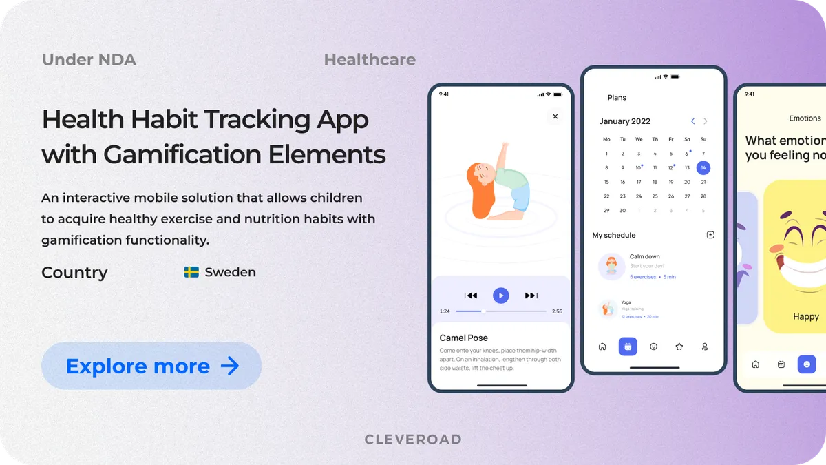 Health habit tracking app by Cleveroad