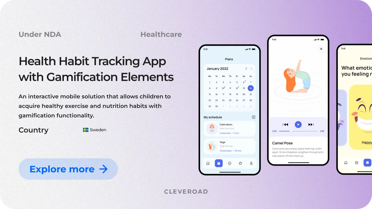 Health-habit tracking app MVP prototyped and developed by Cleveroad