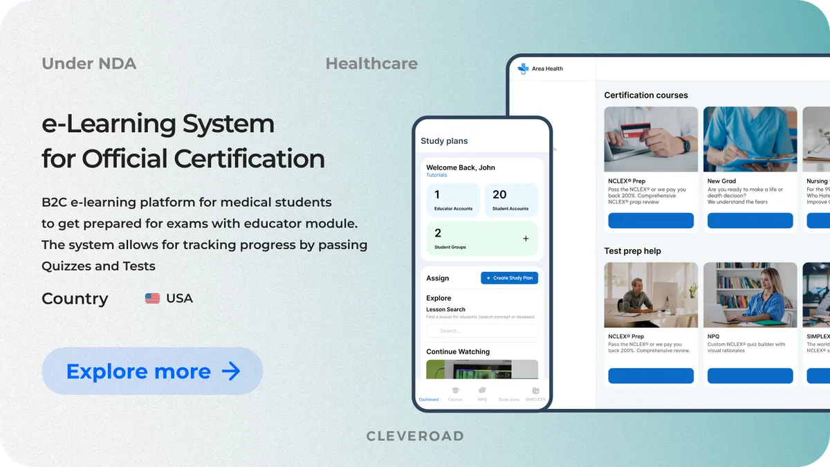 Healthcare Learning Management System done by Cleveroad
