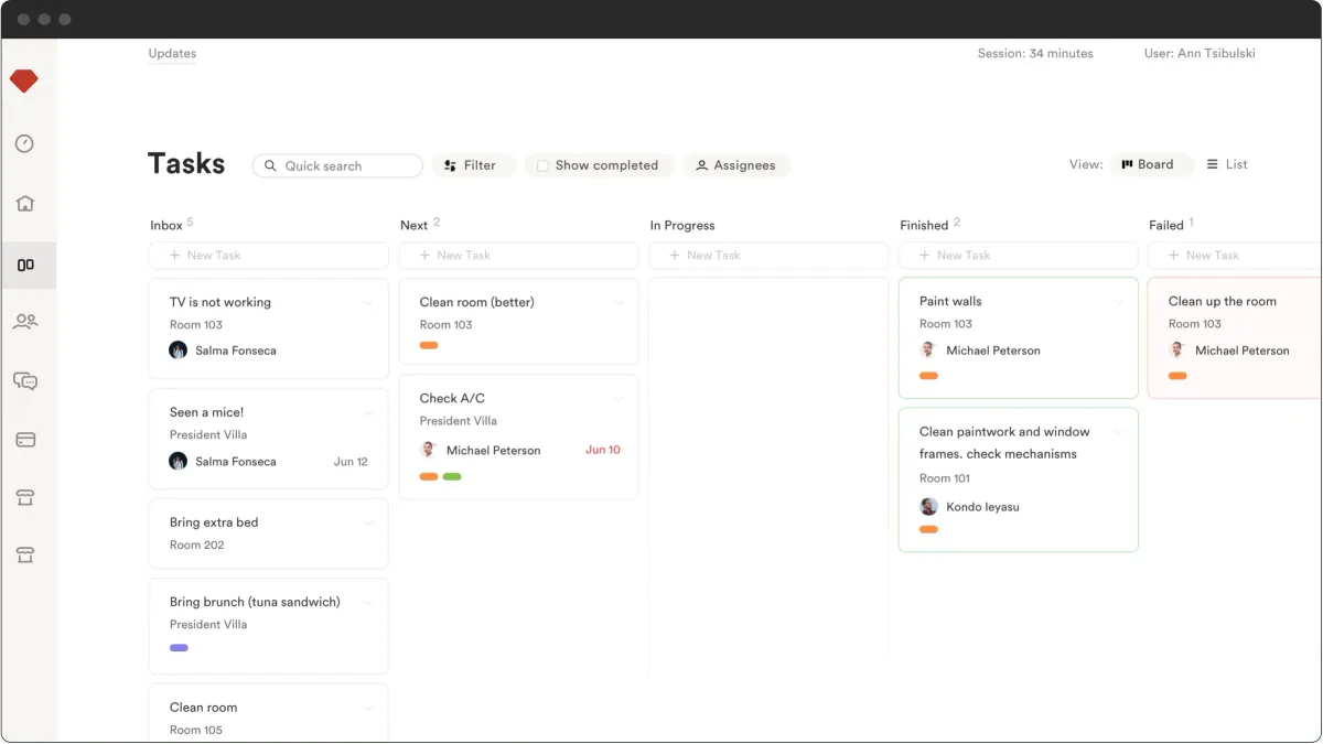 HMS task management system dashboard