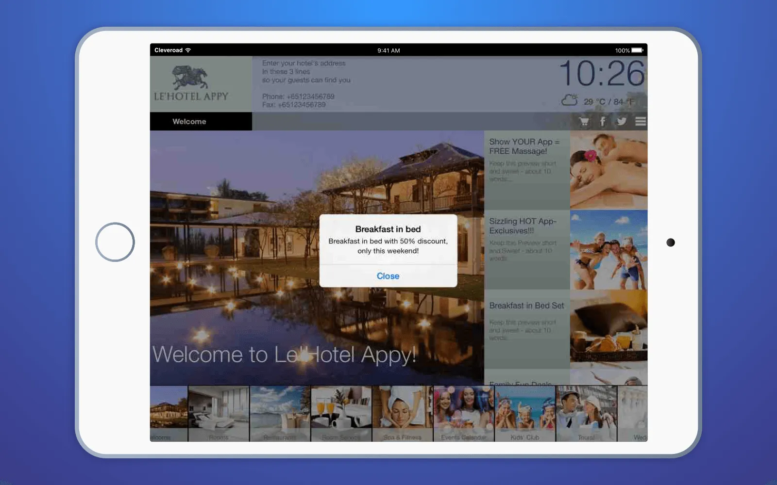 Hotel application: Push notifications