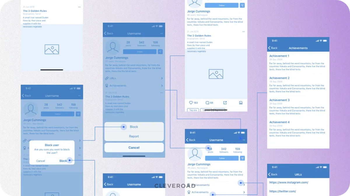 How app wireframes look like