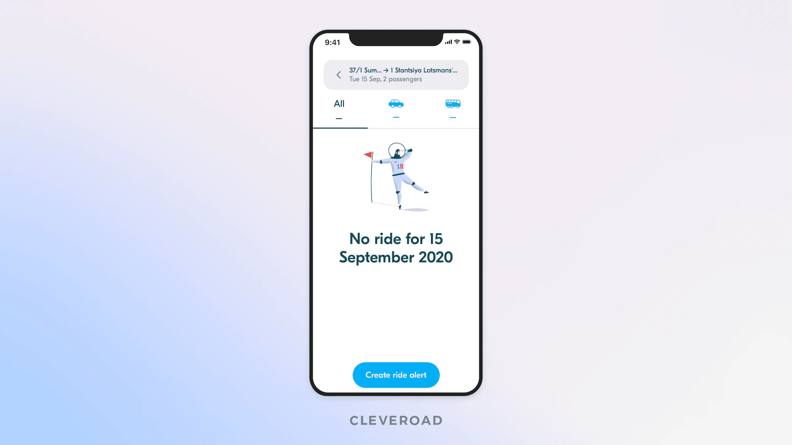 How ride alerts look in a ridesharing app