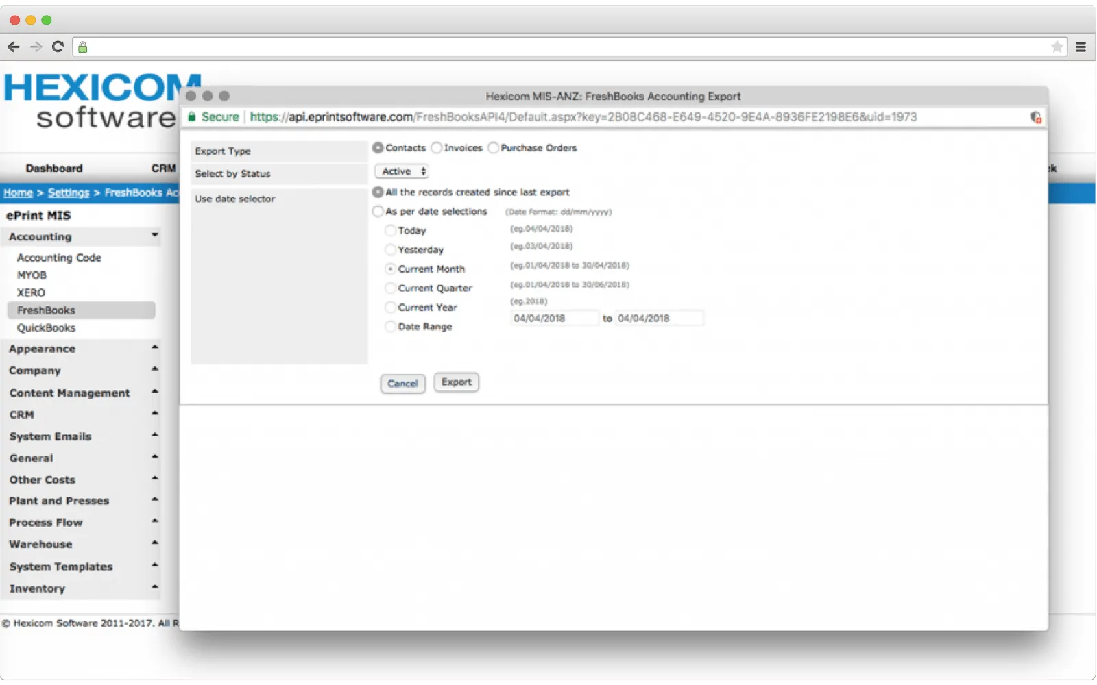 How to export information to MIS