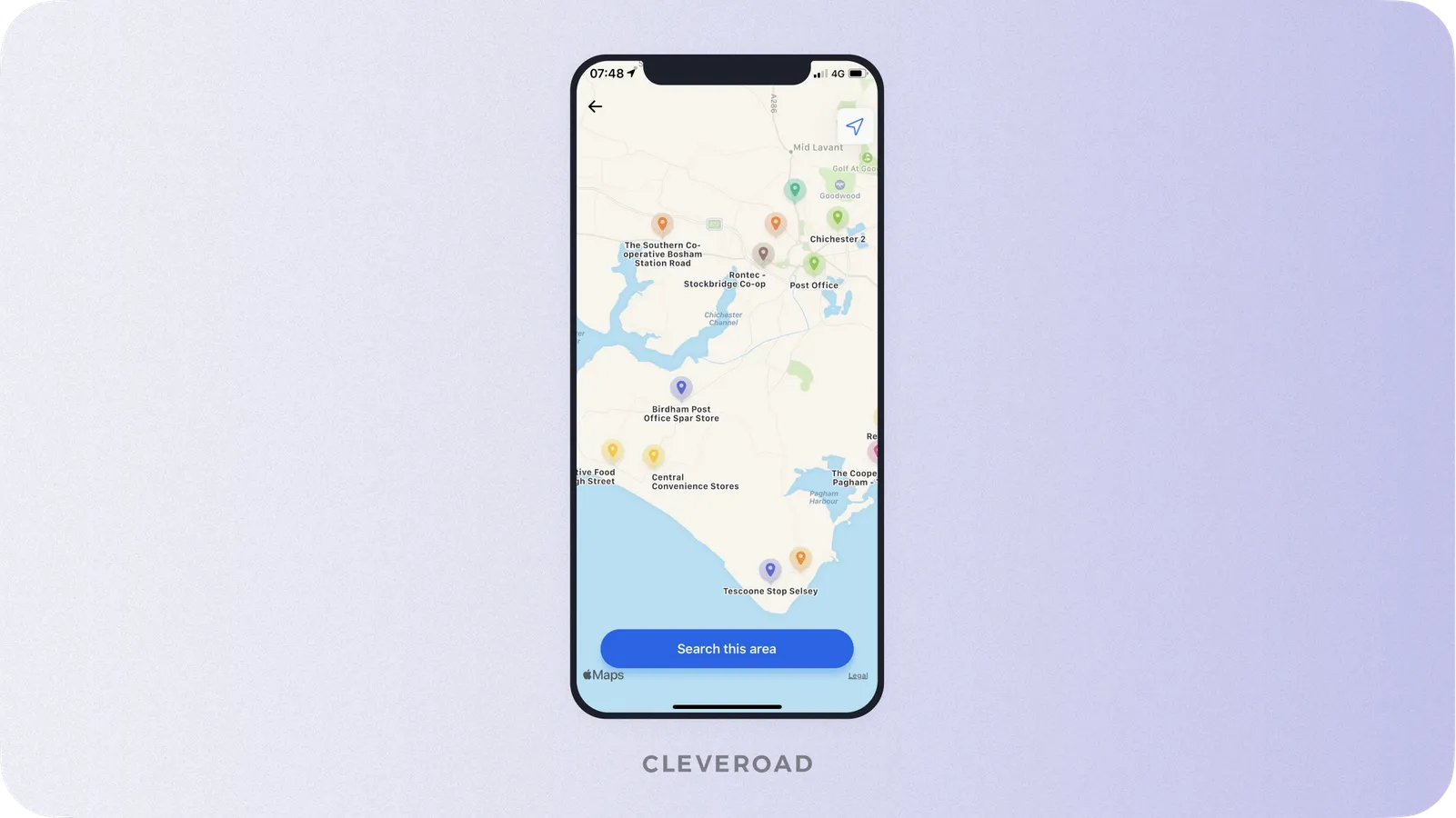 In-app map with ATM locations