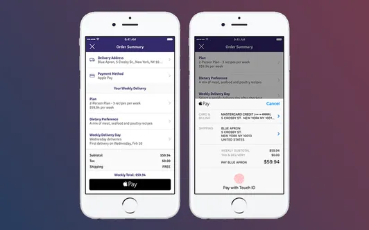 Retail mobile apps: Apple Pay payment
