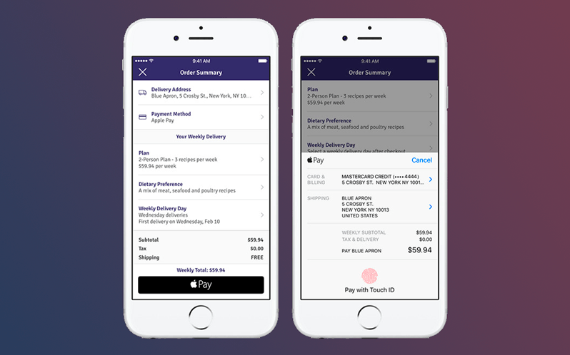 Retail mobile apps: Apple Pay payment
