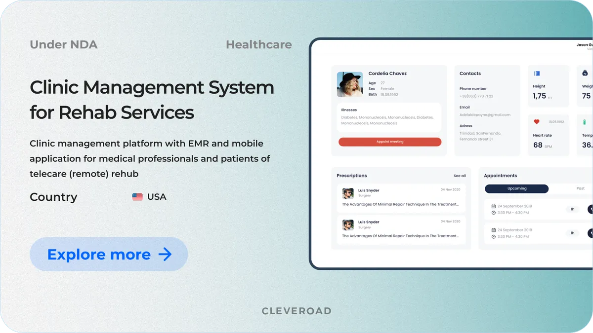 Interface of clinic management system