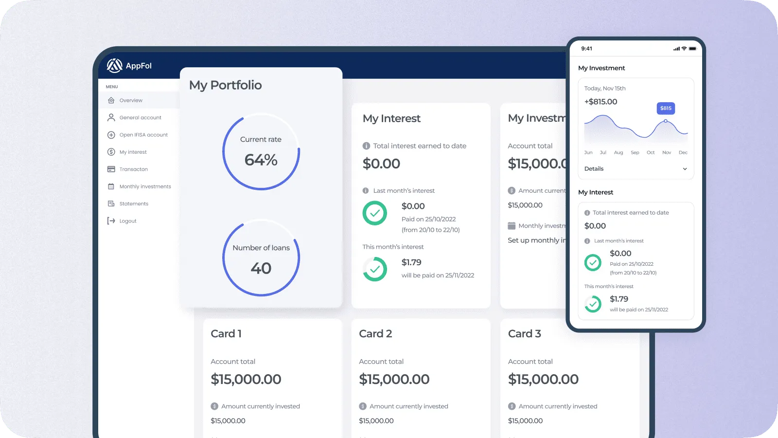 Investment management system interface designed by Cleveroad
