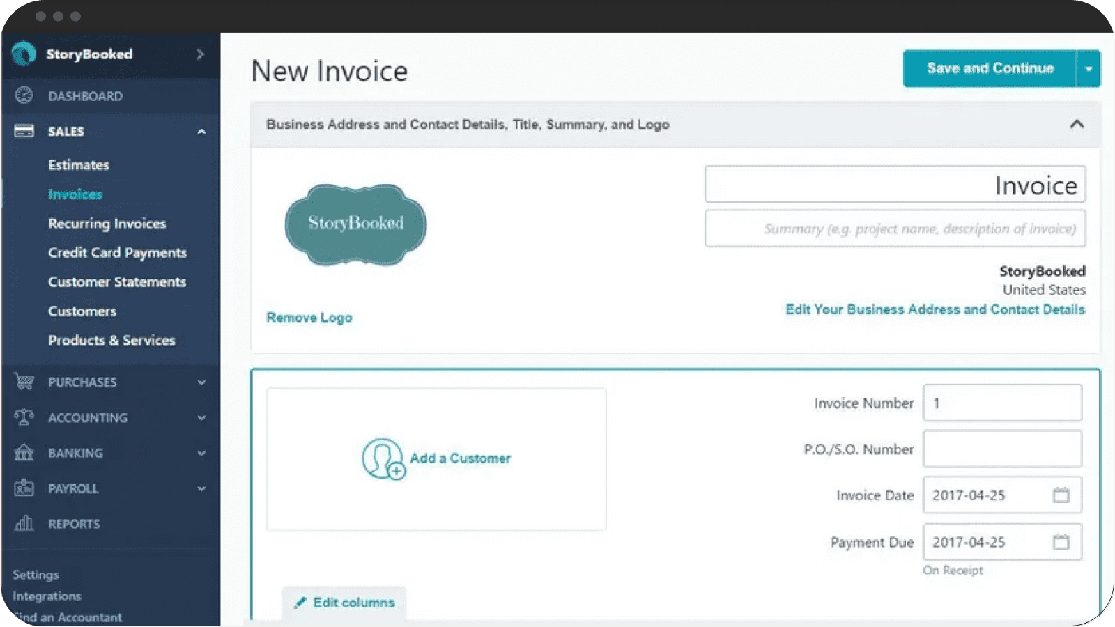 Handling invoices in an accounting platform.