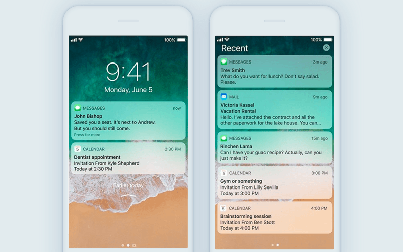 iOS 11 notifications on iPhone
