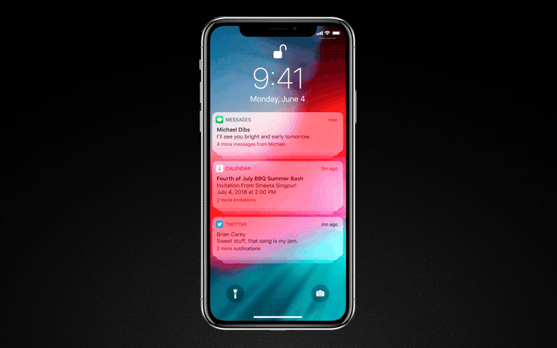 iOS 12 grouped notifications