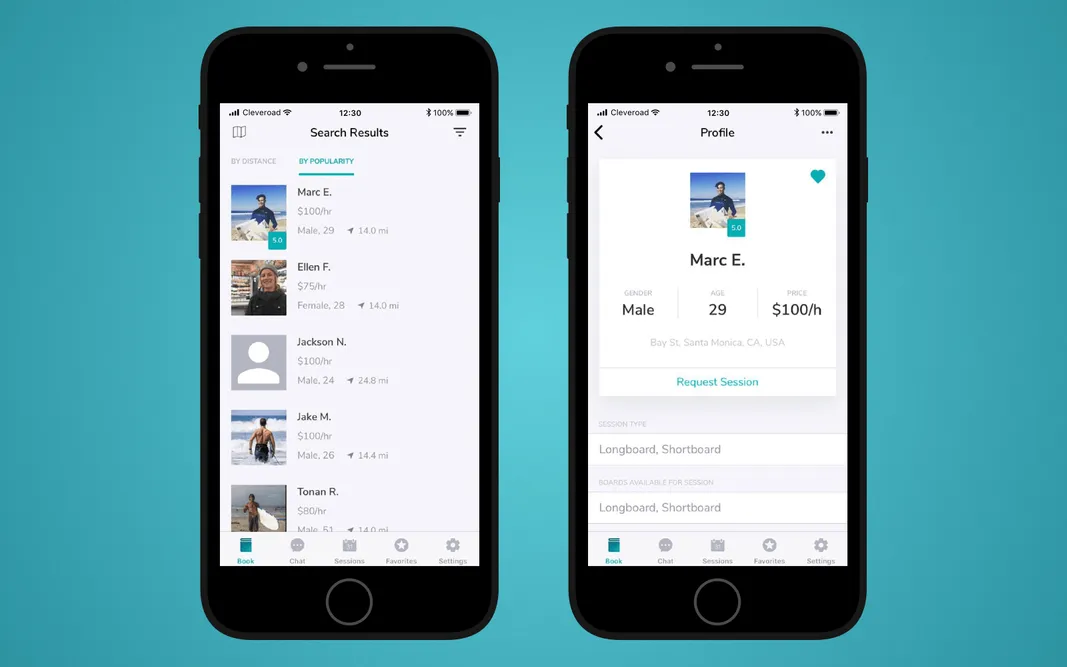 The main screen of LetSurf mobile application