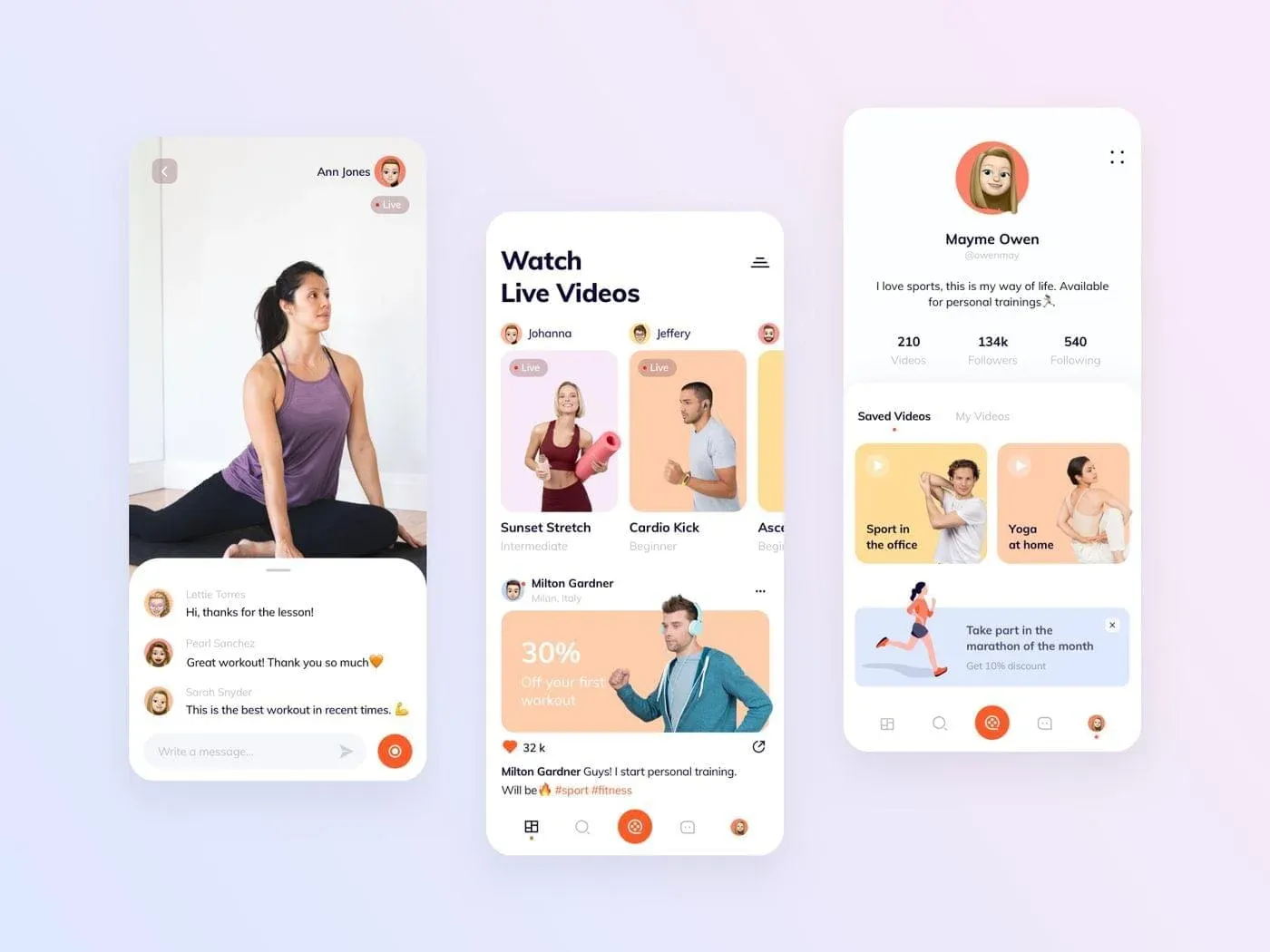 Live streaming fitness app
