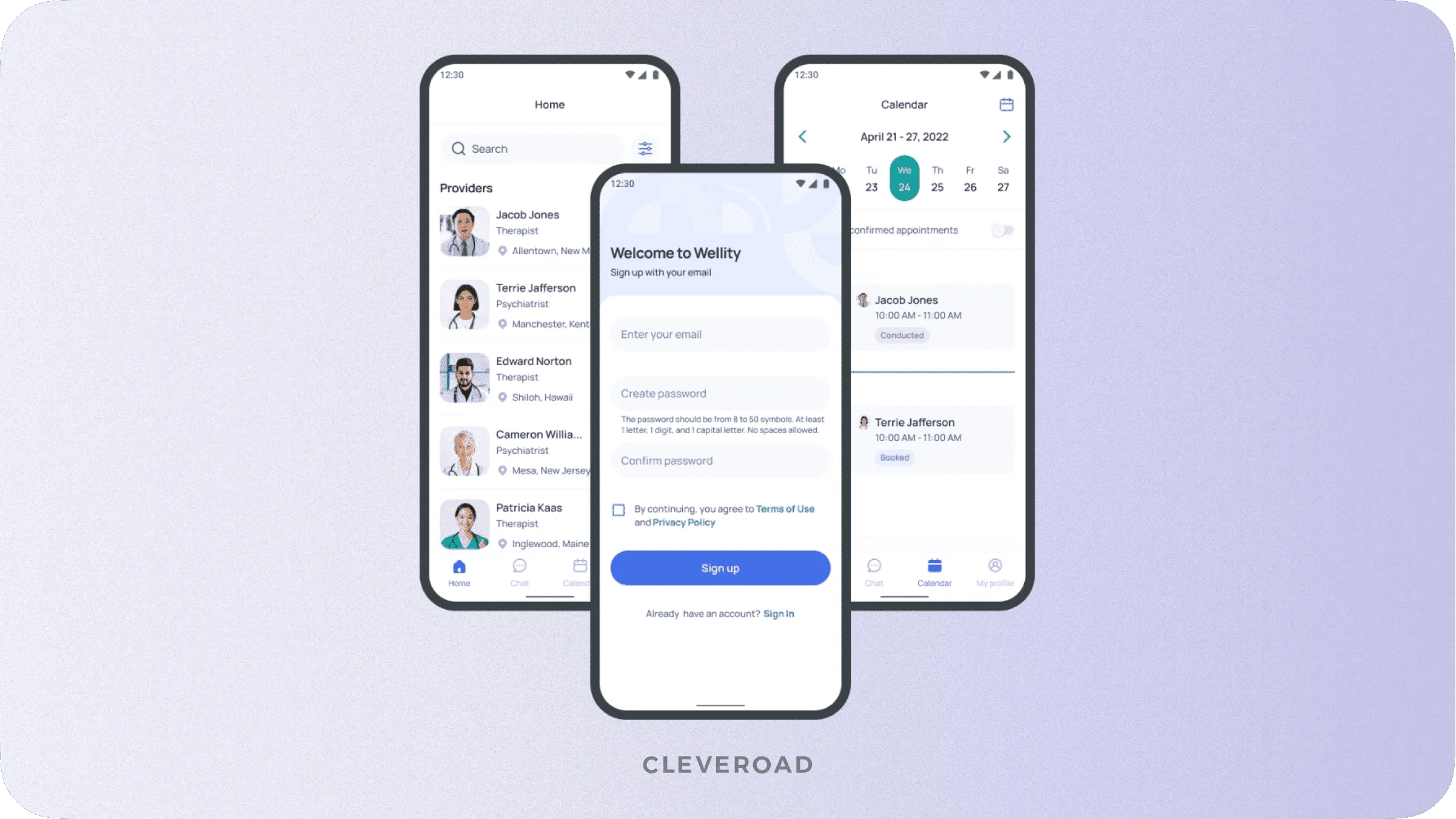 login, doctor search, calendar integration by Cleveroad