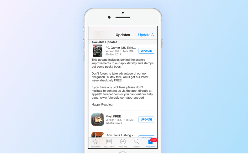 Post-release steps: marketing aimed update description