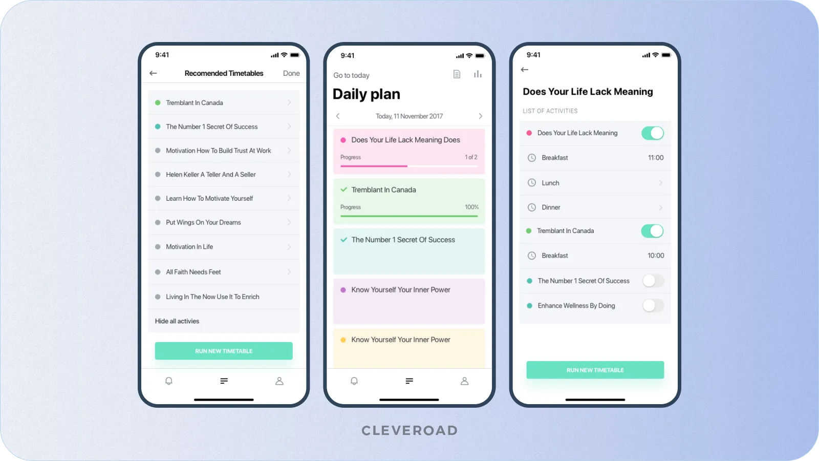 Mental health app interface built by Cleveroad