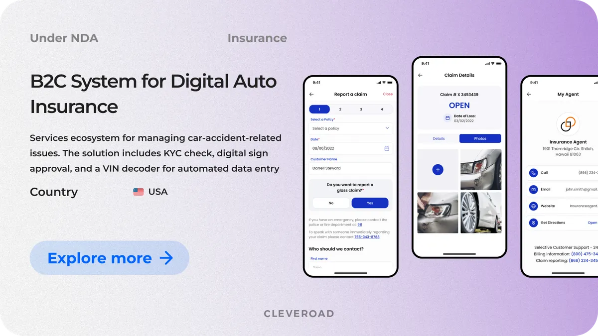Online services ecosystem for managing auto insurance by Cleveroad