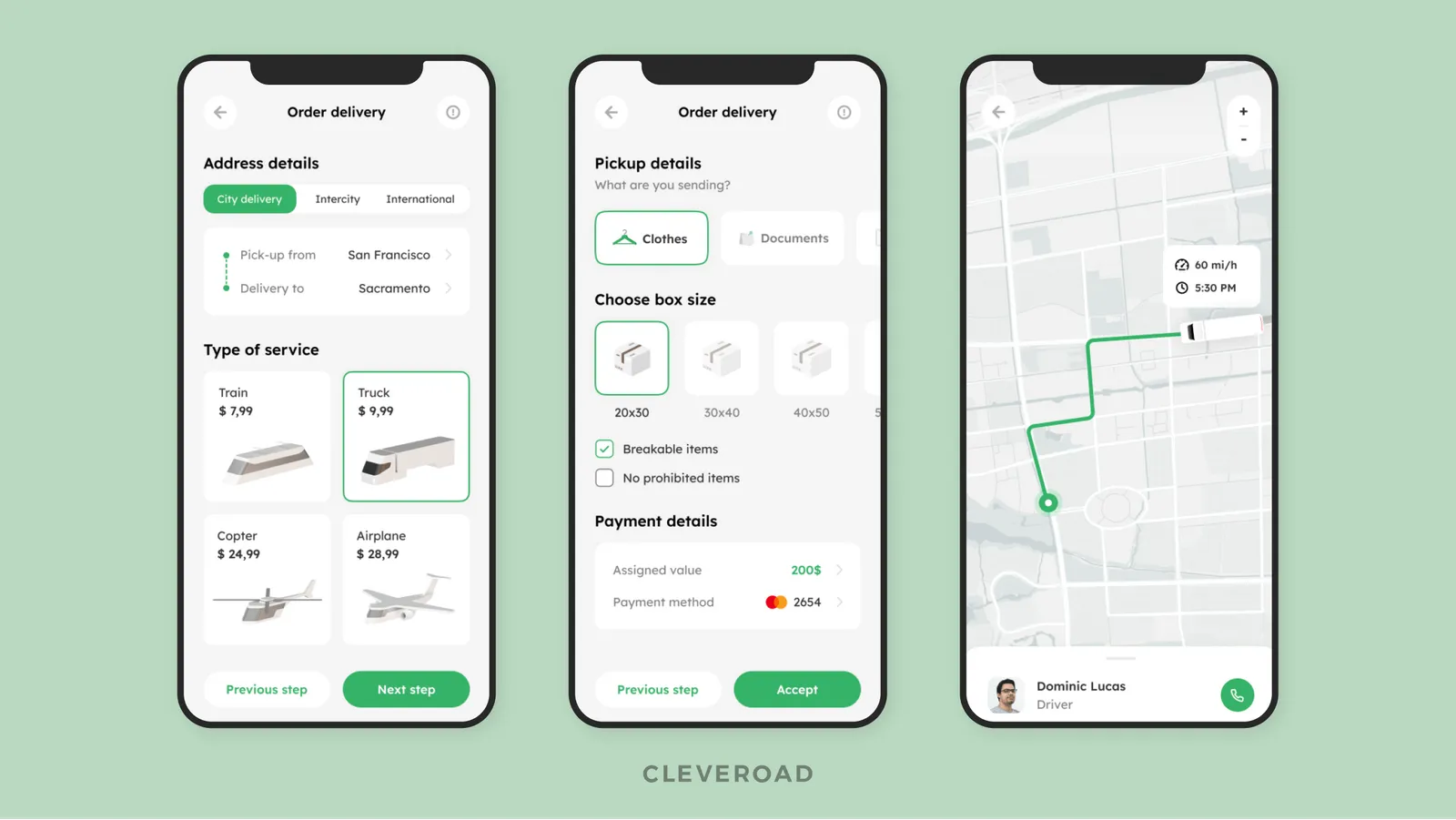 Order management module of the logistics solution created by Cleveroad