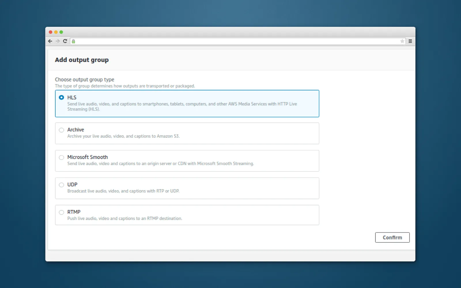 Output group types