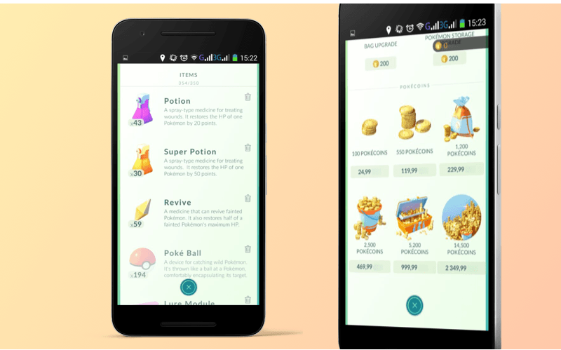 Monetization in the Pokemon Go app