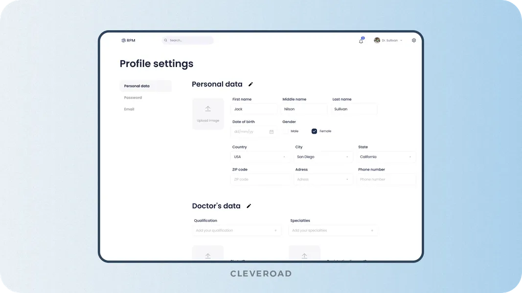 Profile settings example