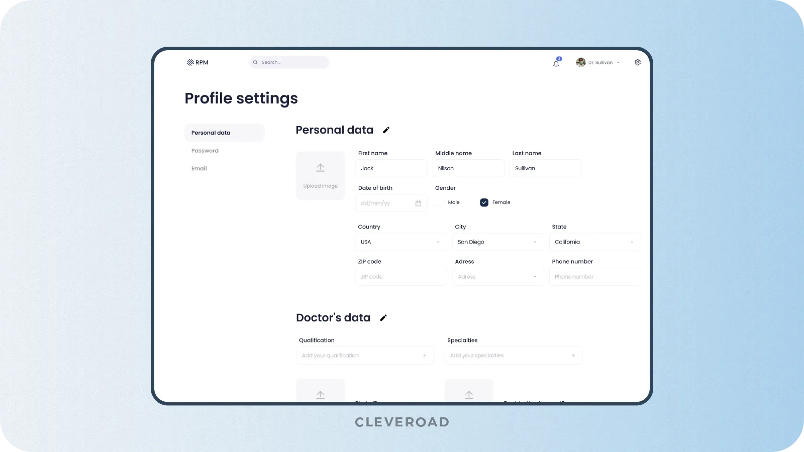 Profile settings example