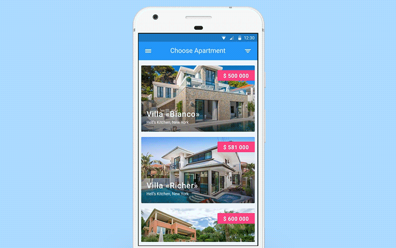 Real estate application by Cleveroad: app's interface