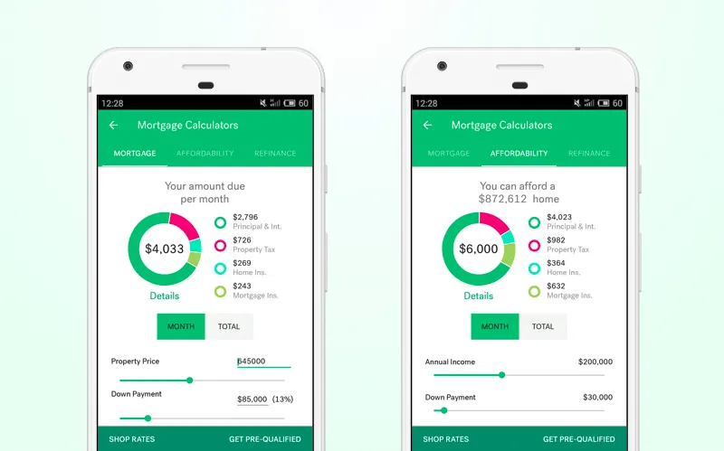 Real estate calculator app in trulia mobile app