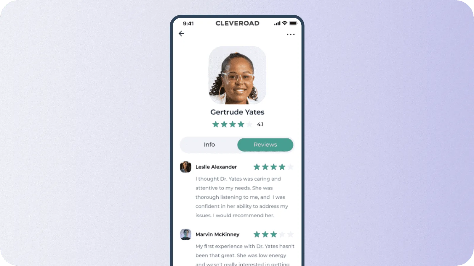 Reviews and ratings functionality designed by Cleveroad