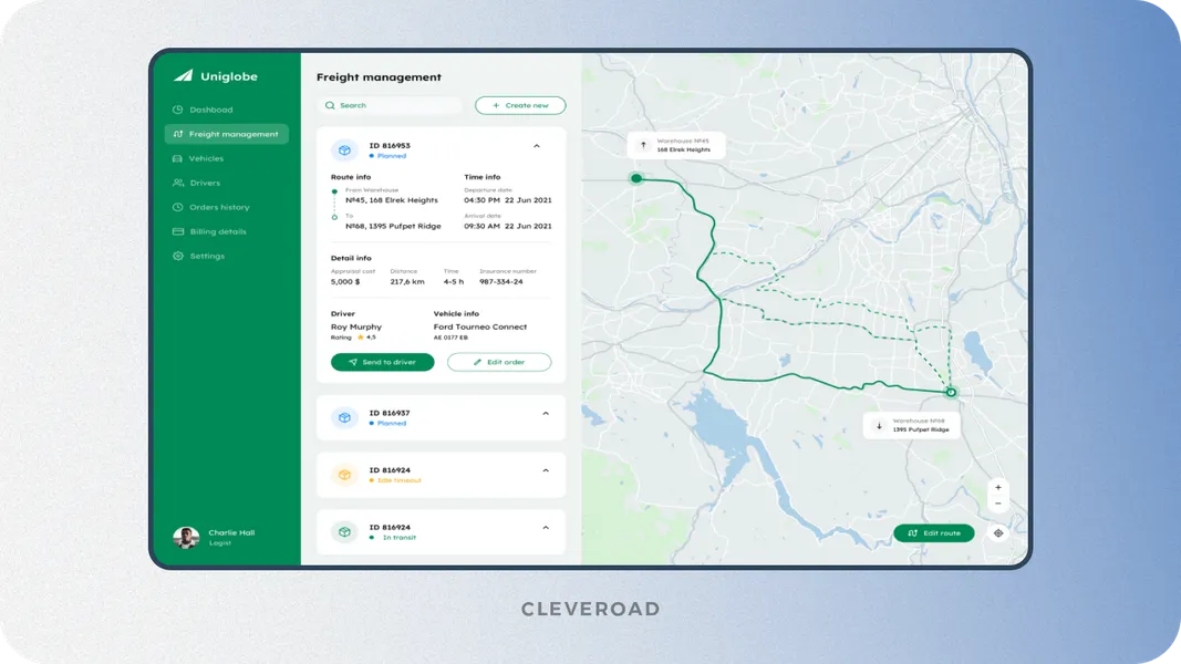 Route management from Cleveroad