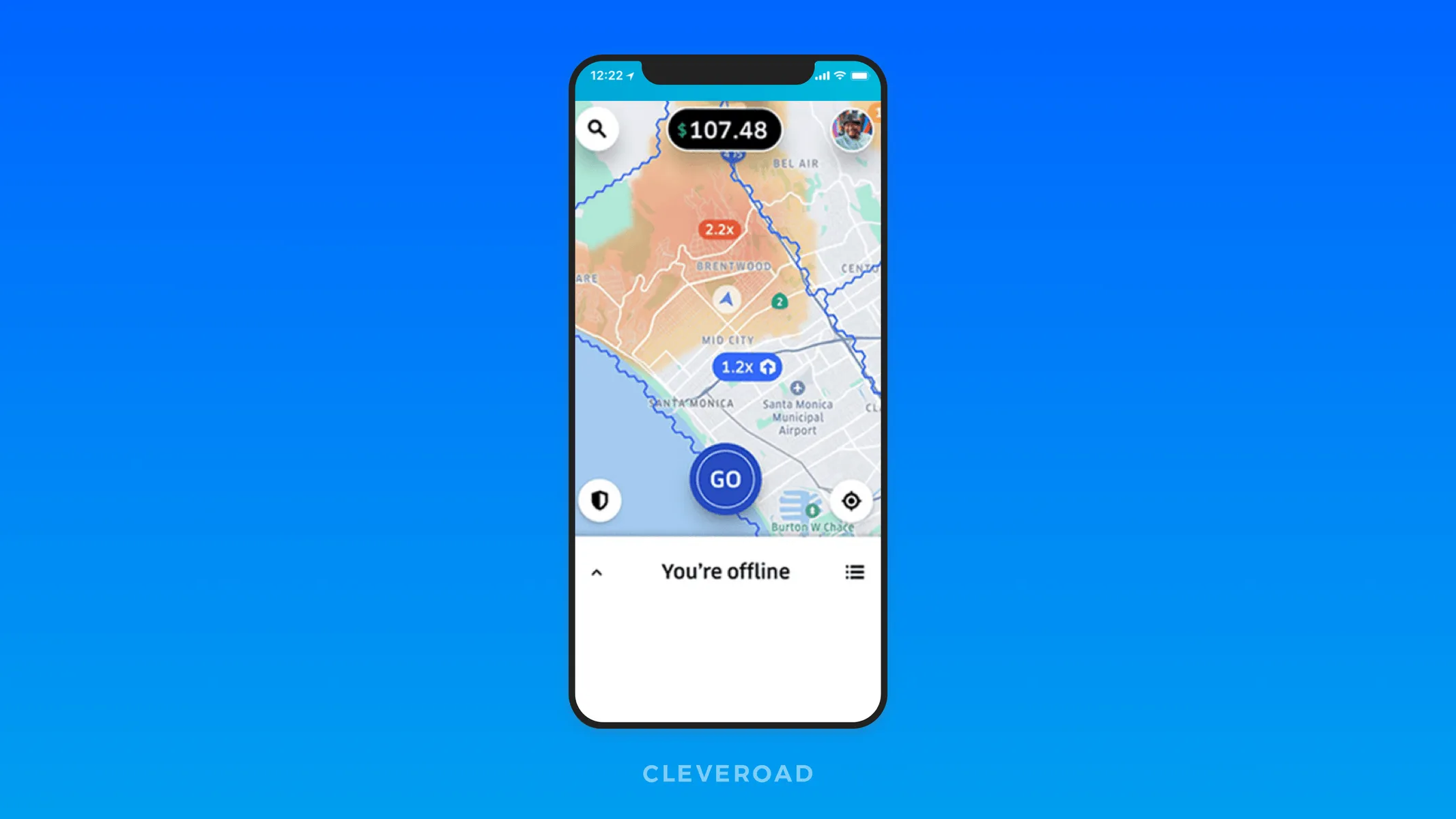 Screen with navigation and route building in Uber Driver app
