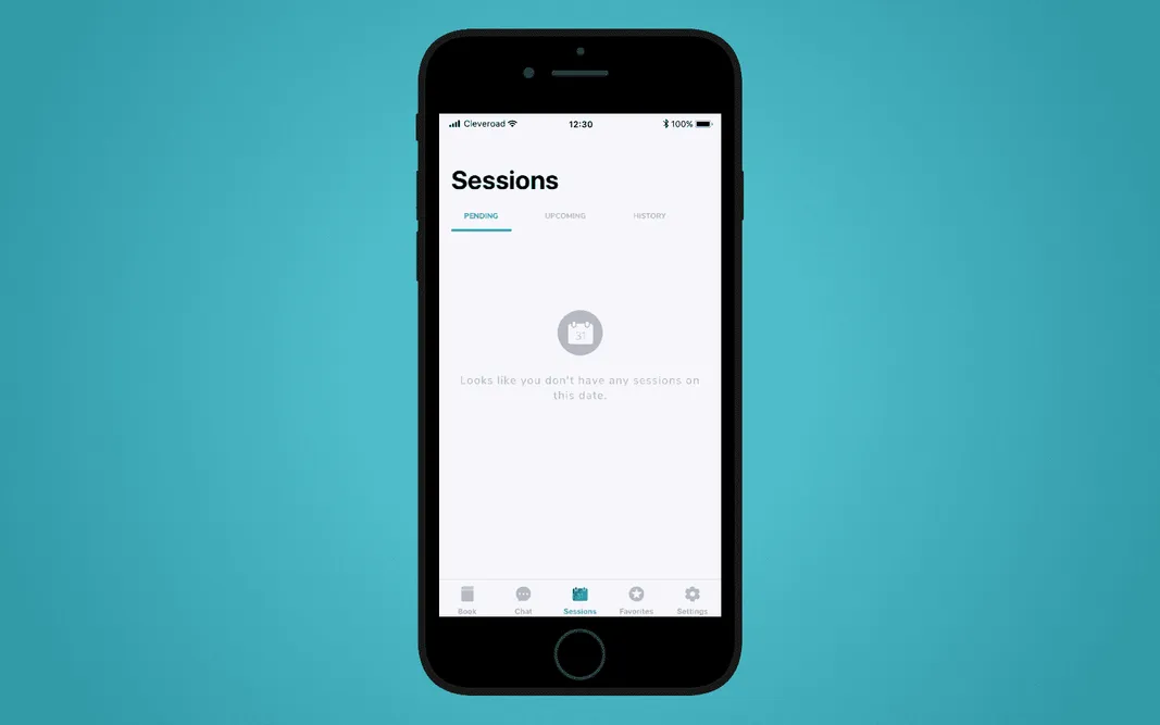 Sessions screen in LetsSurf mobile application